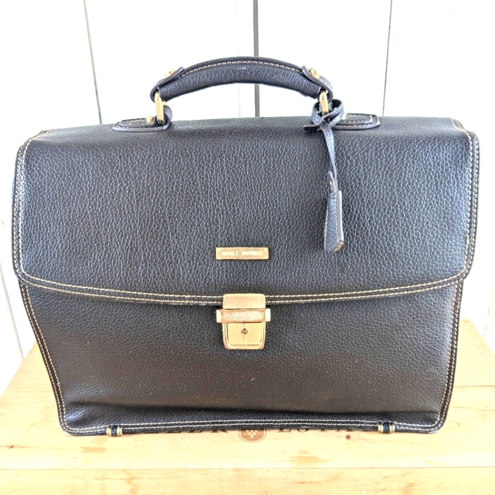 Vintage Brooks Brother Pebble Grain Leather Briefcase